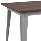 Table à manger rectangulaire en acier galvanisé et bois de noyer 60"