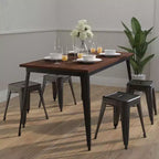 Table à manger rectangulaire en acier galvanisé et bois de noyer 60"
