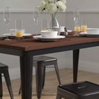 Table à manger rectangulaire en acier galvanisé et bois de noyer 60"