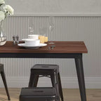 Table à manger rectangulaire en acier galvanisé et bois de noyer 60"