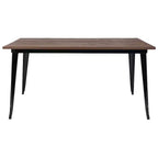 Table à manger rectangulaire en acier galvanisé et bois de noyer 60"