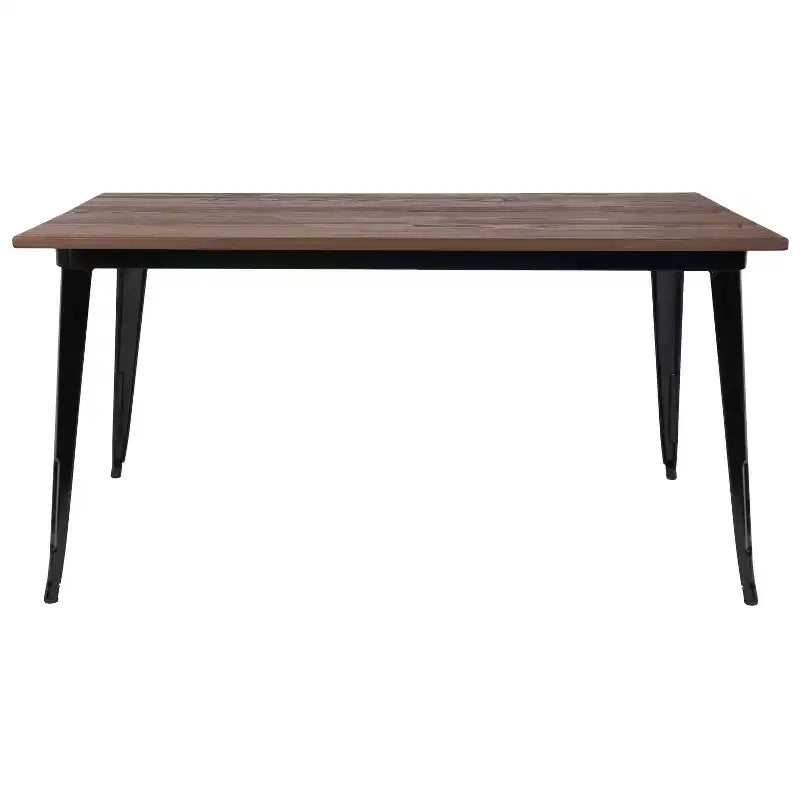 Galvanized Steel and Walnut Wood Rectangular Dining Table 60"
