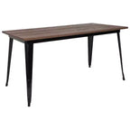 Table à manger rectangulaire en acier galvanisé et bois de noyer 60"