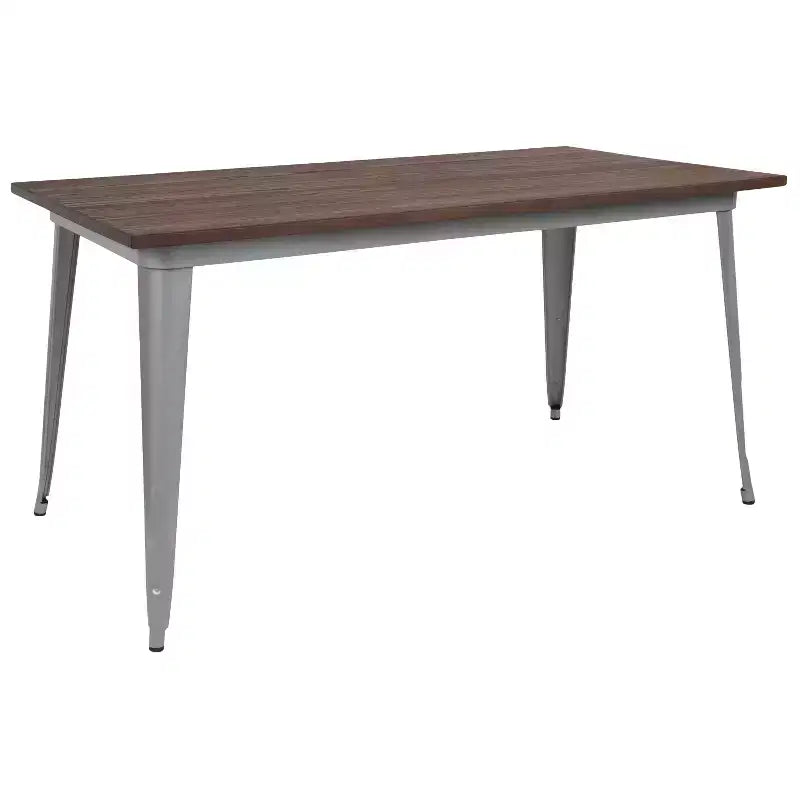 Merrick Lane Rectangular Steel Frame Square Table With Wood Top