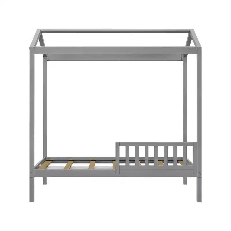 Solid Pine Wood Twin House Bed with Guard Rail 82.5"