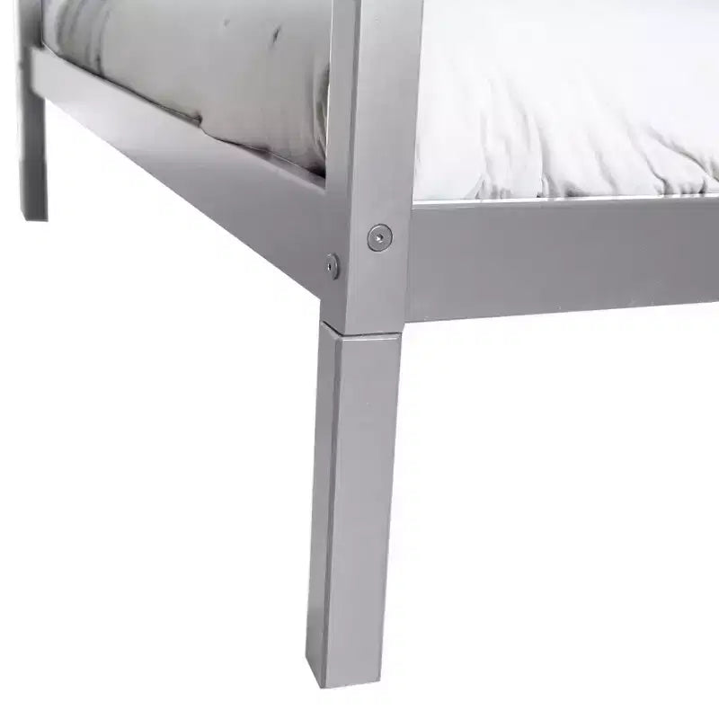 Solid Pine Wood Twin House Bed with Guard Rail 82.5"