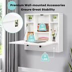 Bureau flottant pliable mural 24" en bois et métal
