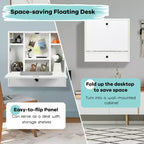 Bureau flottant pliable mural 24" en bois et métal