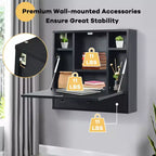 Bureau flottant pliable mural 24" en bois et métal