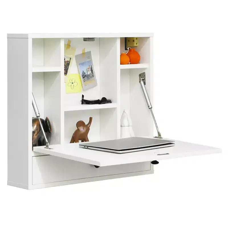 Wood and Metal Wall-Mount Foldable Floating Desk 24"