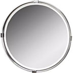 Uttermost Round Vanity Accent Wall Mirror Modern Beveled Brushed Nickel Metal Frame 29 1/2 Wide for Bathroom Bedroom Living Room