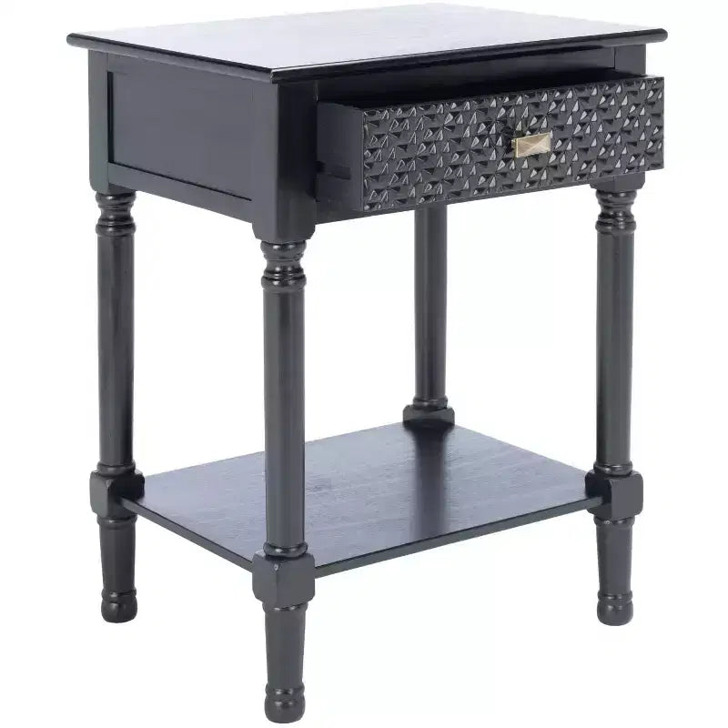 Wood 1-Drawer Accent Table with Turned Legs 18"