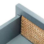 Table de chevet 14" Mindi Bois et Rotin avec Tiroir et Porte