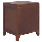 Table de chevet 14" Mindi Bois et Rotin avec Tiroir et Porte