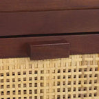 Table de chevet 14" Mindi Bois et Rotin avec Tiroir et Porte