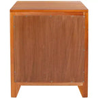 Table de chevet 14" Mindi Bois et Rotin avec Tiroir et Porte