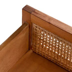 Table de chevet 14" Mindi Bois et Rotin avec Tiroir et Porte