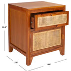 Table de chevet 14" Mindi Bois et Rotin avec Tiroir et Porte