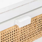 Table de chevet 14" Mindi Bois et Rotin avec Tiroir et Porte
