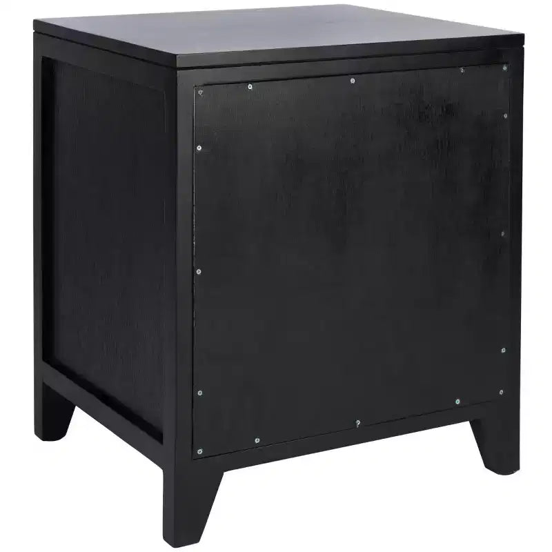 Mindi Wood and Rattan Nightstand with Drawer and Door 14"