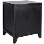 Table de chevet 14" Mindi Bois et Rotin avec Tiroir et Porte