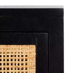 Table de chevet 14" Mindi Bois et Rotin avec Tiroir et Porte