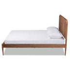 Lit plateforme en bois massif Noyer brun Double 119 cm