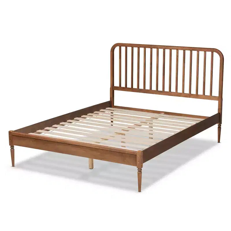 Solid Wood Platform Bed Walnut Brown Full 47"