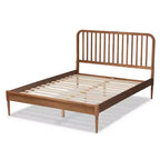 Lit plateforme en bois massif Noyer brun Double 119 cm