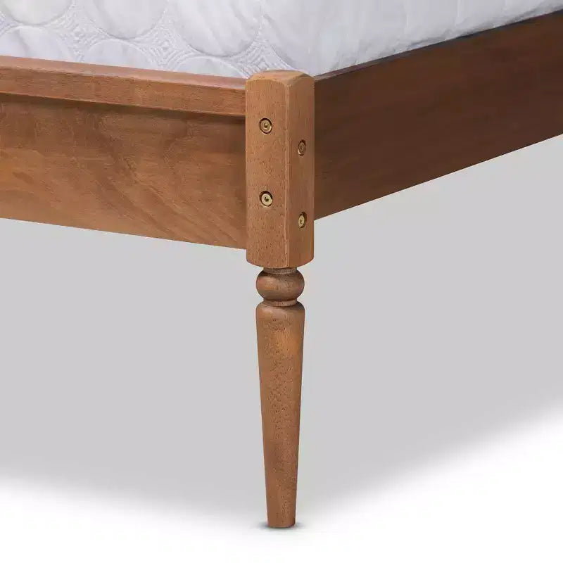 Solid Wood Platform Bed Walnut Brown Full 47"