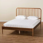 Lit plateforme en bois massif Noyer brun Double 119 cm