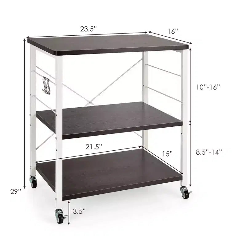 Steel 3-Tier Kitchen Baker's Rack with Hanging Hook 36"