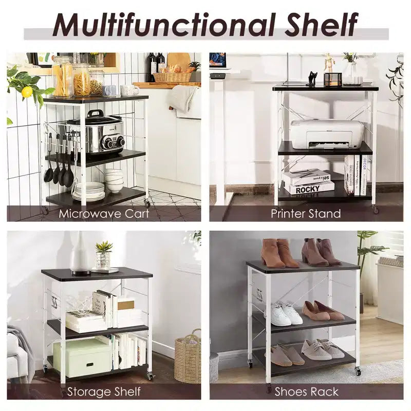 Steel 3-Tier Kitchen Baker's Rack with Hanging Hook 36"