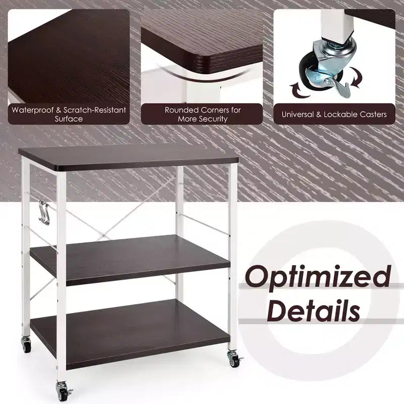 Steel 3-Tier Kitchen Baker's Rack with Hanging Hook 36"