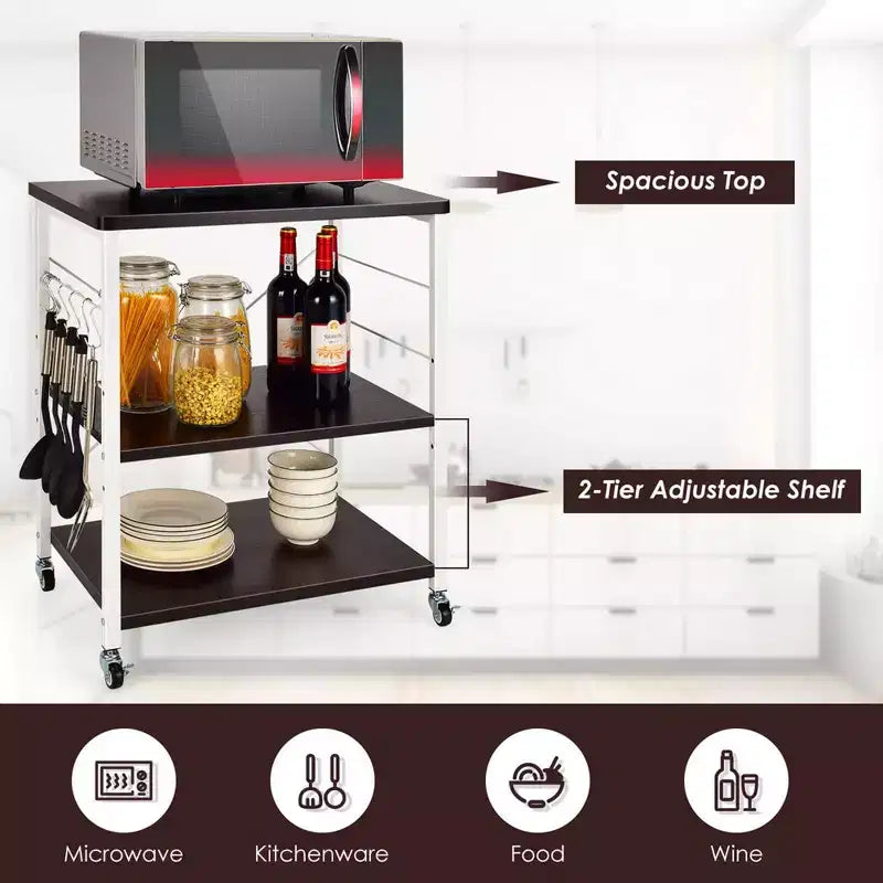 Steel 3-Tier Kitchen Baker's Rack with Hanging Hook 36"