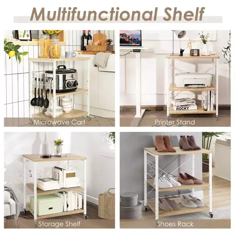Steel 3-Tier Kitchen Baker's Rack with Hanging Hook 36"