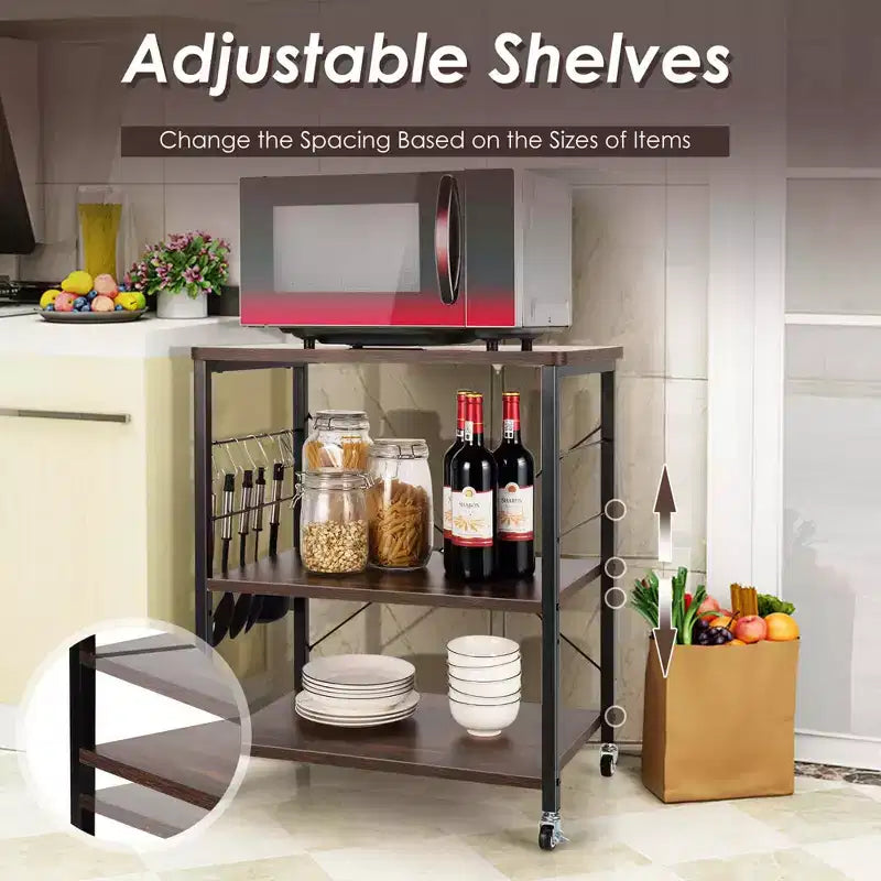Steel 3-Tier Kitchen Baker's Rack with Hanging Hook 36"