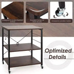 Étagère de cuisine à 3 niveaux en acier avec crochet de suspension 91 cm