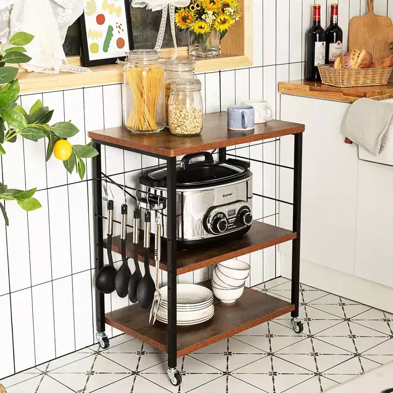 Steel 3-Tier Kitchen Baker's Rack with Hanging Hook 36"