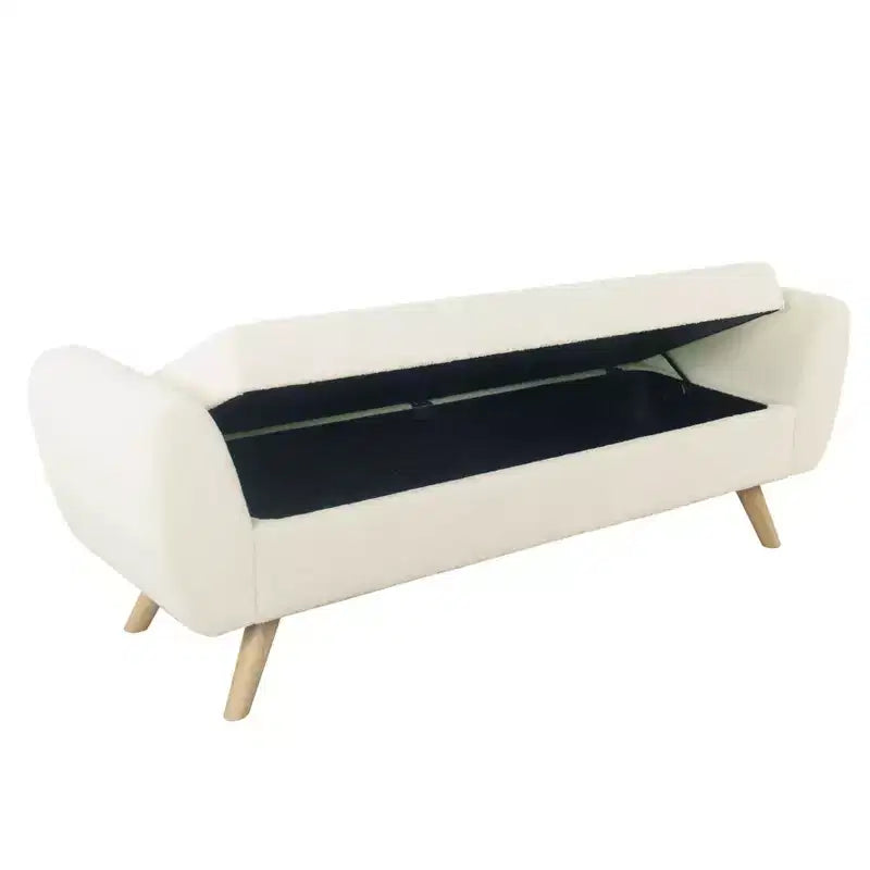 Fabric and Wood Storage Bench with Wood Legs 60"