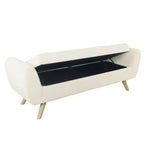 Banc de rangement en tissu et bois avec pieds en bois 60 po