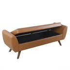 Banc de rangement en tissu et bois avec pieds en bois 60 po