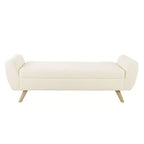 Banc de rangement en tissu et bois avec pieds en bois 60 po