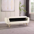 Banc de rangement en tissu et bois avec pieds en bois 60 po