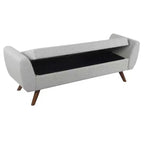 Banc de rangement en tissu et bois avec pieds en bois 60 po