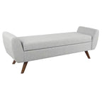 Banc de rangement en tissu et bois avec pieds en bois 60 po