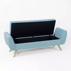 Banc de rangement en tissu et bois avec pieds en bois 60 po