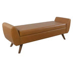 Banc de rangement en tissu et bois avec pieds en bois 60 po