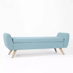Banc de rangement en tissu et bois avec pieds en bois 60 po