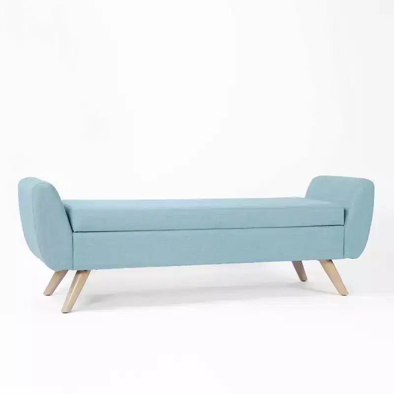 Fabric and Wood Storage Bench with Wood Legs 60"